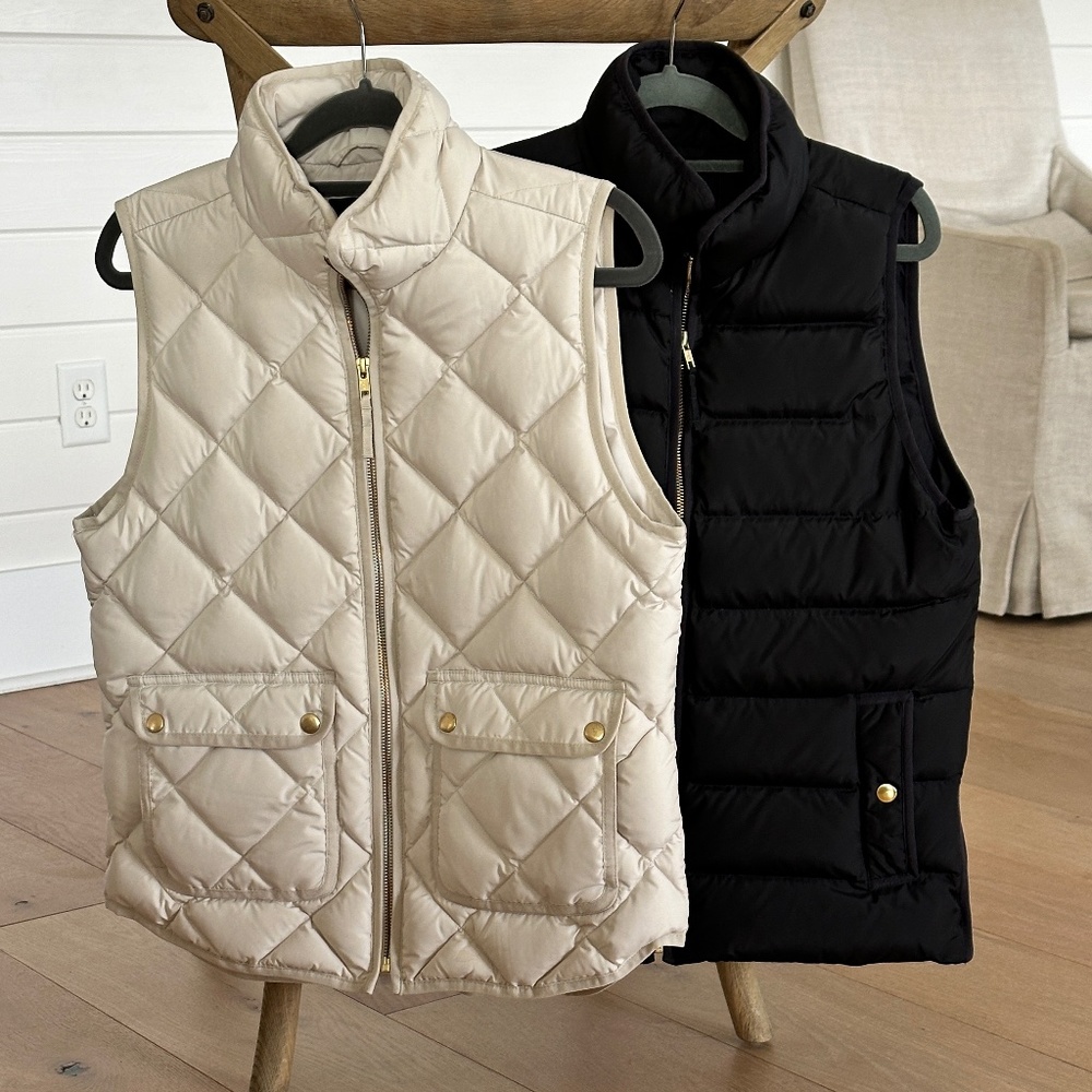 2 J. Crew Quilted Vests, Small